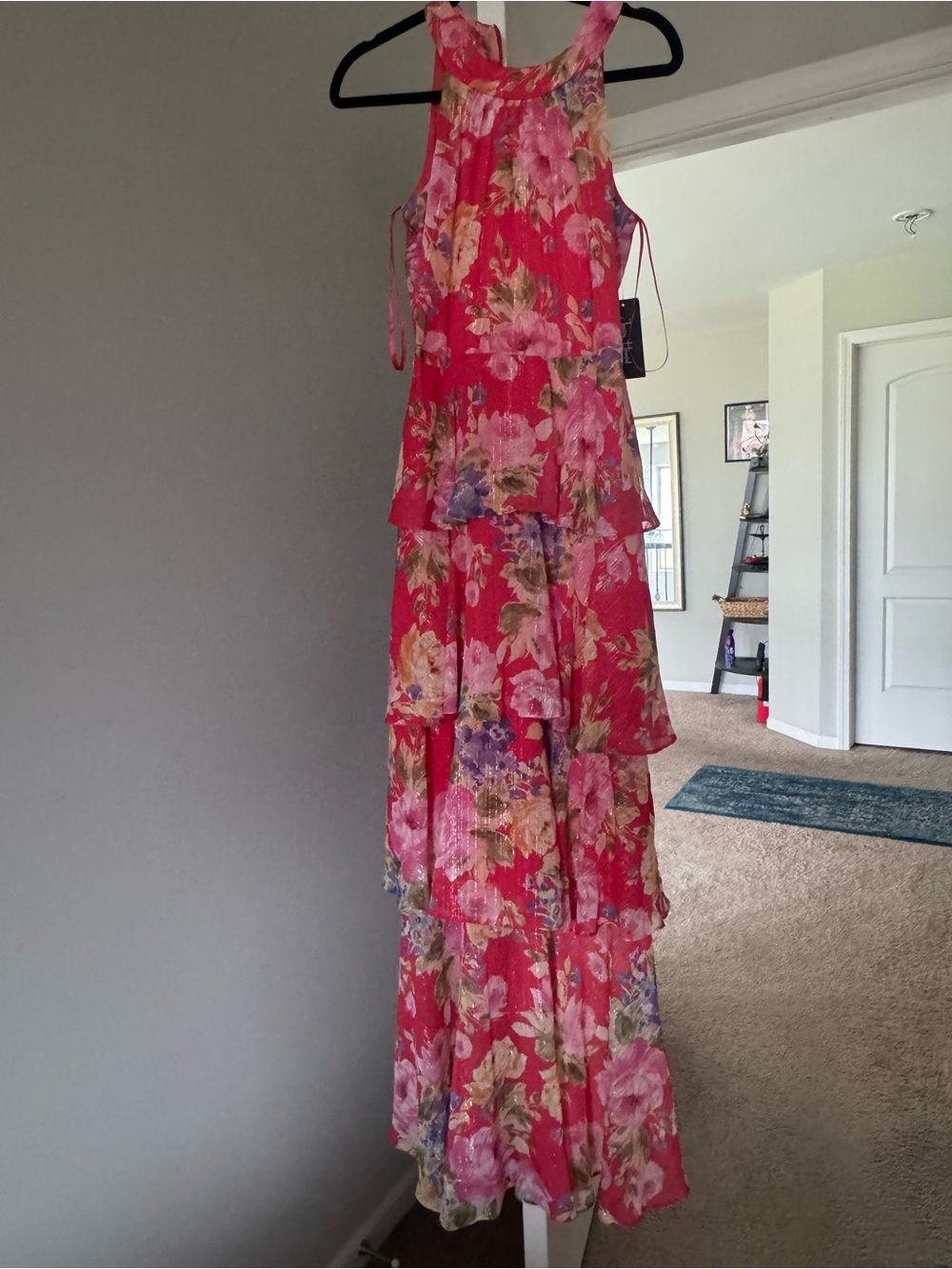 Jessica Howard Pink Floral Tiered Maxi Dress